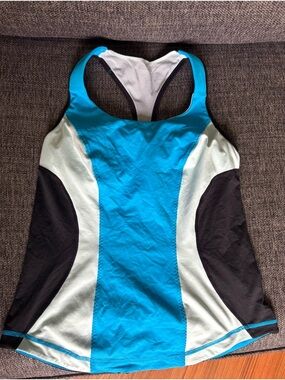 Lululemon Athletica Turquoise, Black & Mint Racerback Athletic Tank